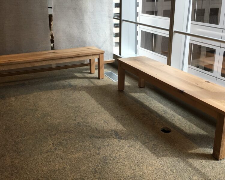 Two Parsons style benches in solid wood